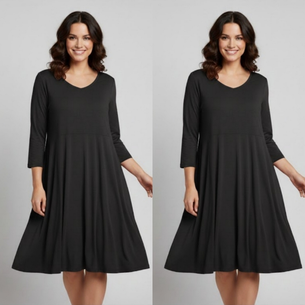 NEW! Terra & Sky Long Sleeve Dresses - Black Set Of 2 NWT - Picture 2 of 10